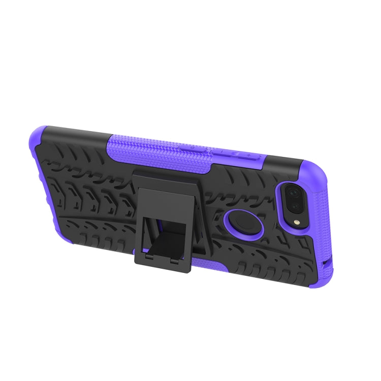 Shockproof PC + TPU Tire Pattern Case for Xiaomi Mi 8 Lite, with Holder