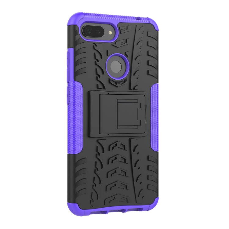 Shockproof PC + TPU Tire Pattern Case for Xiaomi Mi 8 Lite, with Holder