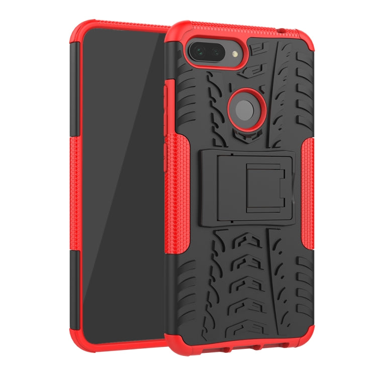 Shockproof PC + TPU Tire Pattern Case for Xiaomi Mi 8 Lite, with Holder