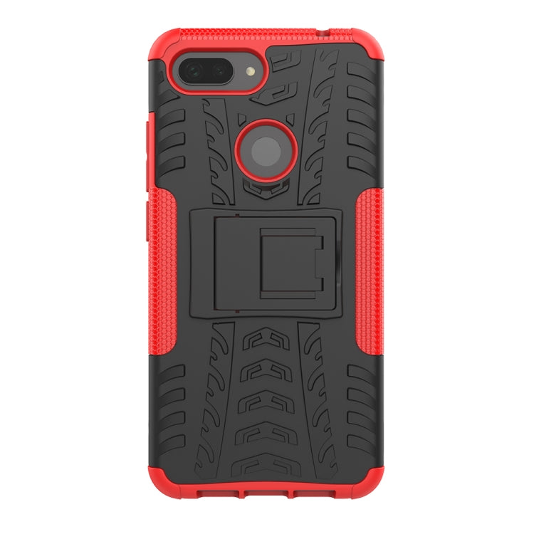 Shockproof PC + TPU Tire Pattern Case for Xiaomi Mi 8 Lite, with Holder
