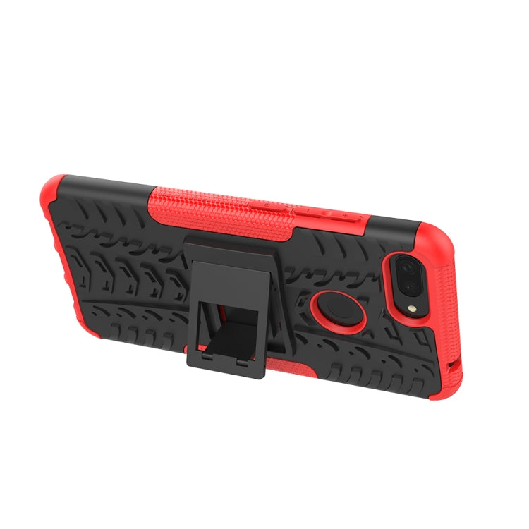 Shockproof PC + TPU Tire Pattern Case for Xiaomi Mi 8 Lite, with Holder