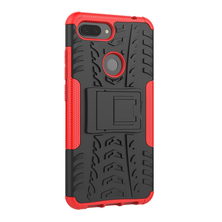 Shockproof PC + TPU Tire Pattern Case for Xiaomi Mi 8 Lite, with Holder