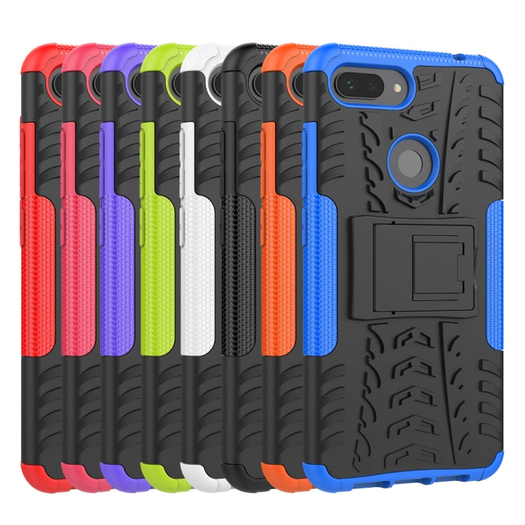 Shockproof PC + TPU Tire Pattern Case for Xiaomi Mi 8 Lite, with Holder