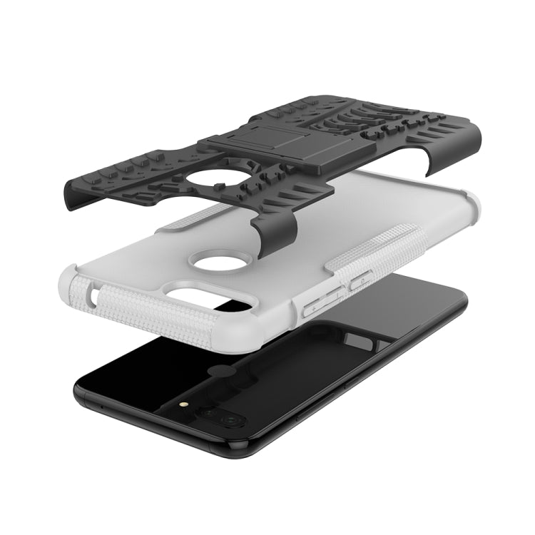 Shockproof PC + TPU Tire Pattern Case for Xiaomi Mi 8 Lite, with Holder