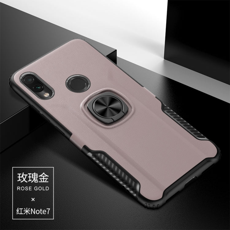 Shockproof Car Magnetic Case with 360 Degree Gold Armor Ring for Xiaomi Redmi Note7