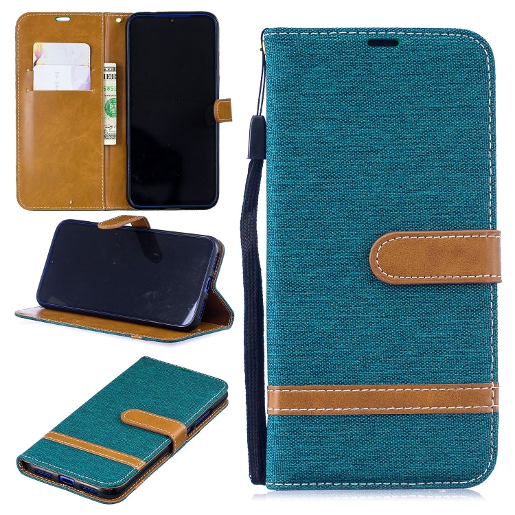 Color Matching Denim Texture Leather Case for Xiaomi Redmi Note 7, with Holder & Card Slots & Wallet & Lanyard