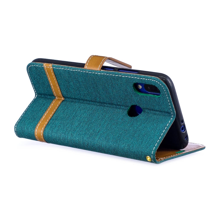 Color Matching Denim Texture Leather Case for Xiaomi Redmi Note 7, with Holder & Card Slots & Wallet & Lanyard