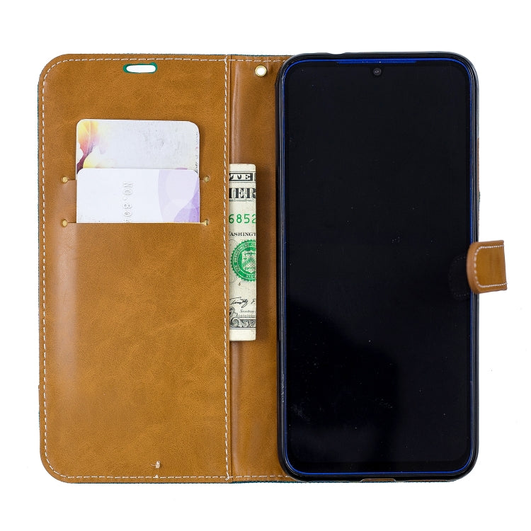 Color Matching Denim Texture Leather Case for Xiaomi Redmi Note 7, with Holder & Card Slots & Wallet & Lanyard