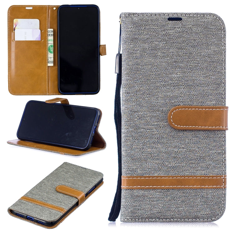 Color Matching Denim Texture Leather Case for Xiaomi Redmi Note 7, with Holder & Card Slots & Wallet & Lanyard