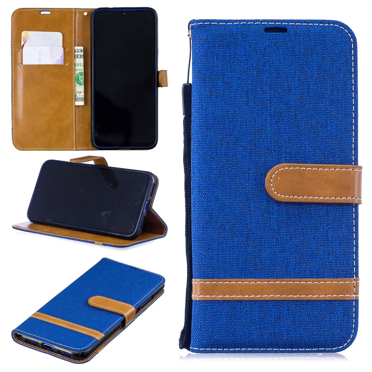 Color Matching Denim Texture Leather Case for Xiaomi Redmi Note 7, with Holder & Card Slots & Wallet & Lanyard