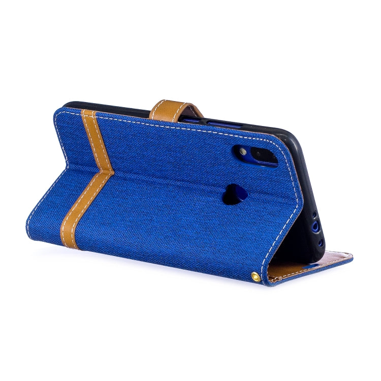 Color Matching Denim Texture Leather Case for Xiaomi Redmi Note 7, with Holder & Card Slots & Wallet & Lanyard