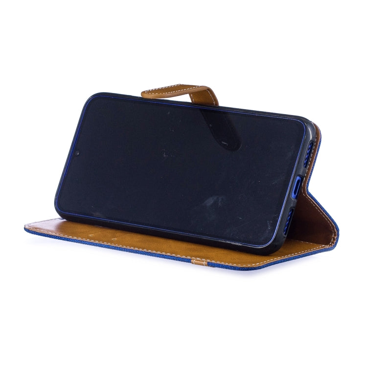 Color Matching Denim Texture Leather Case for Xiaomi Redmi Note 7, with Holder & Card Slots & Wallet & Lanyard