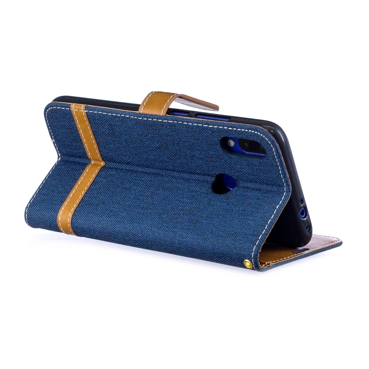 Color Matching Denim Texture Leather Case for Xiaomi Redmi Note 7, with Holder & Card Slots & Wallet & Lanyard