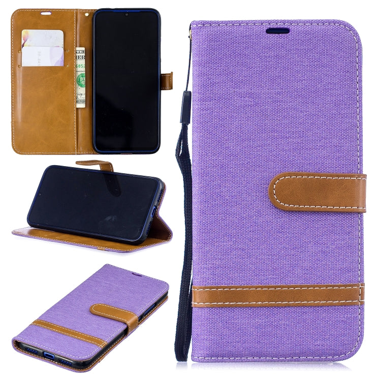Color Matching Denim Texture Leather Case for Xiaomi Redmi Note 7, with Holder & Card Slots & Wallet & Lanyard