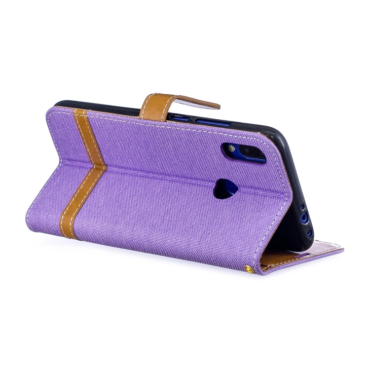 Color Matching Denim Texture Leather Case for Xiaomi Redmi Note 7, with Holder & Card Slots & Wallet & Lanyard