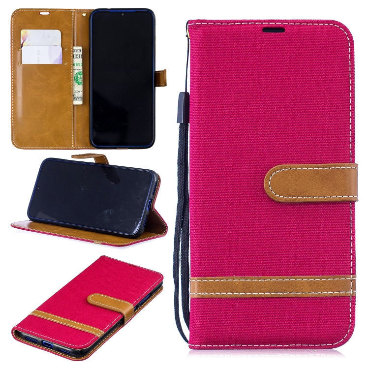 Color Matching Denim Texture Leather Case for Xiaomi Redmi Note 7, with Holder & Card Slots & Wallet & Lanyard