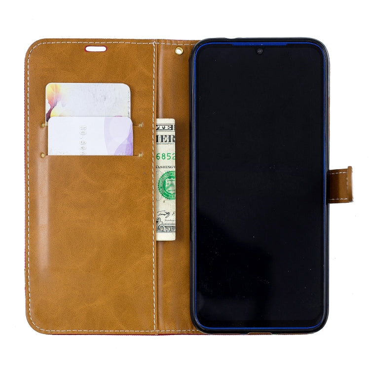 Color Matching Denim Texture Leather Case for Xiaomi Redmi Note 7, with Holder & Card Slots & Wallet & Lanyard