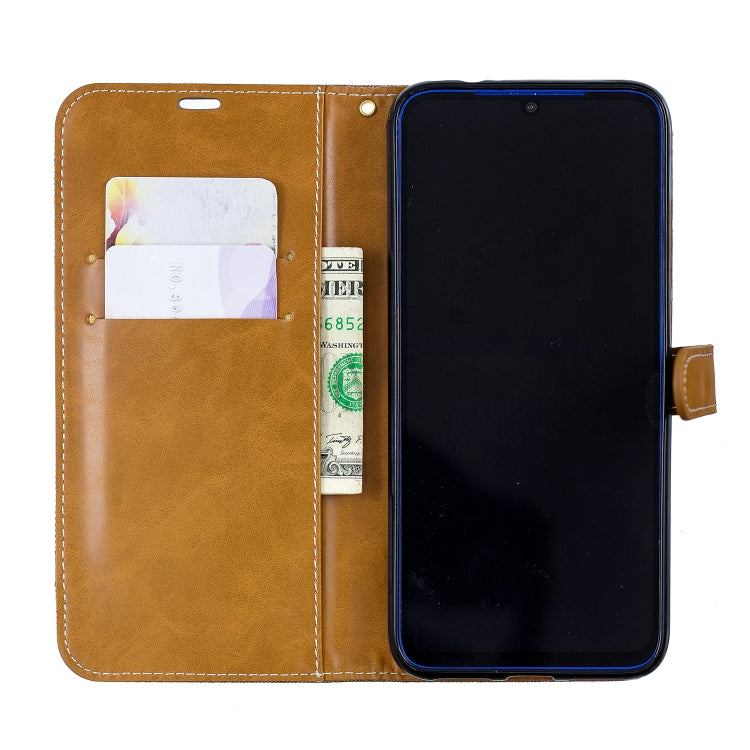 Color Matching Denim Texture Leather Case for Xiaomi Redmi Note 7, with Holder & Card Slots & Wallet & Lanyard