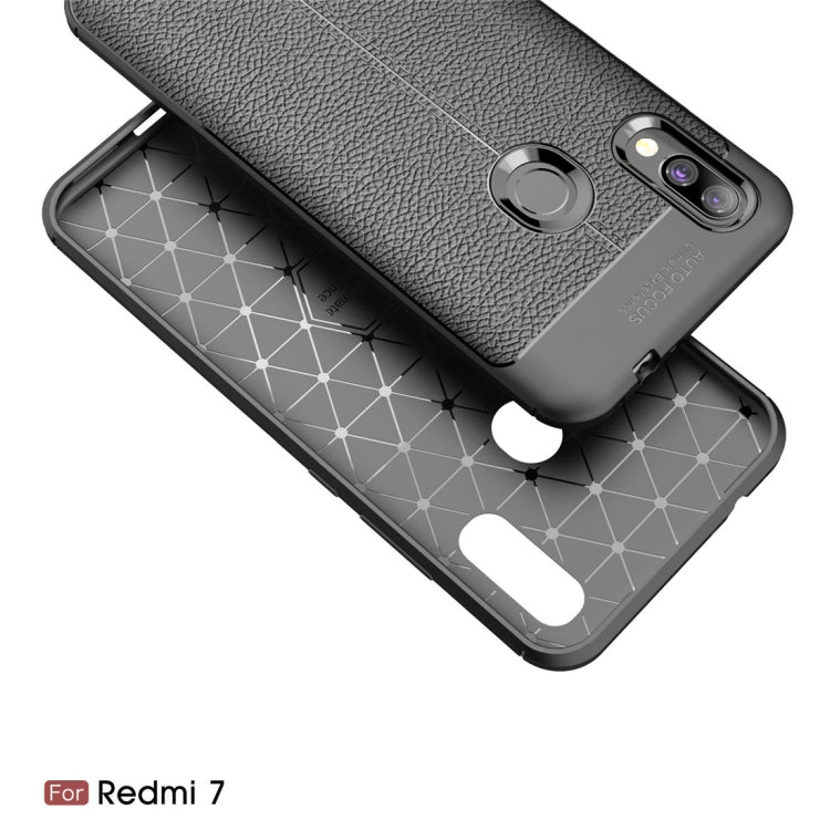 Litchi Texture TPU Shockproof Case for Xiaomi Redmi 7 (Black)