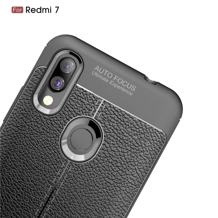 Litchi Texture TPU Shockproof Case for Xiaomi Redmi 7 (Black)