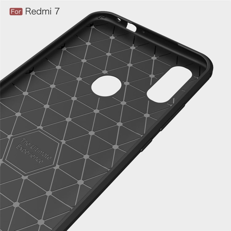 Brushed Texture Carbon Fiber TPU Case for Xiaomi Redmi 7 (Red)