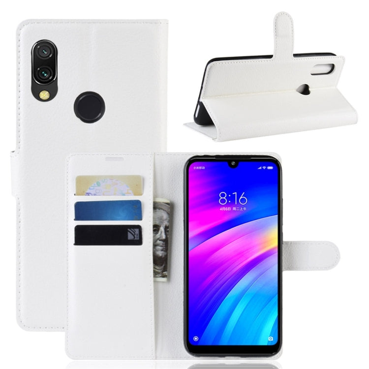 Litchi Texture Horizontal Flip Leather Case for Xiaomi Redmi 7, with Wallet & Holder & Card Slots