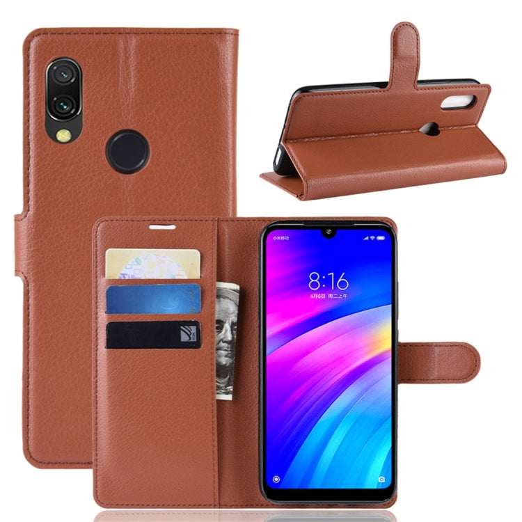 Litchi Texture Horizontal Flip Leather Case for Xiaomi Redmi 7, with Wallet & Holder & Card Slots