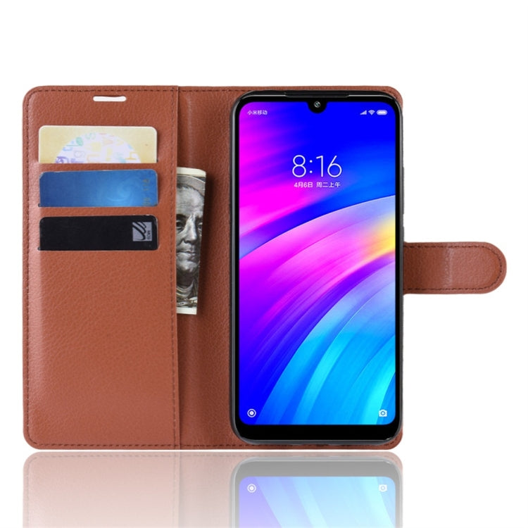 Litchi Texture Horizontal Flip Leather Case for Xiaomi Redmi 7, with Wallet & Holder & Card Slots