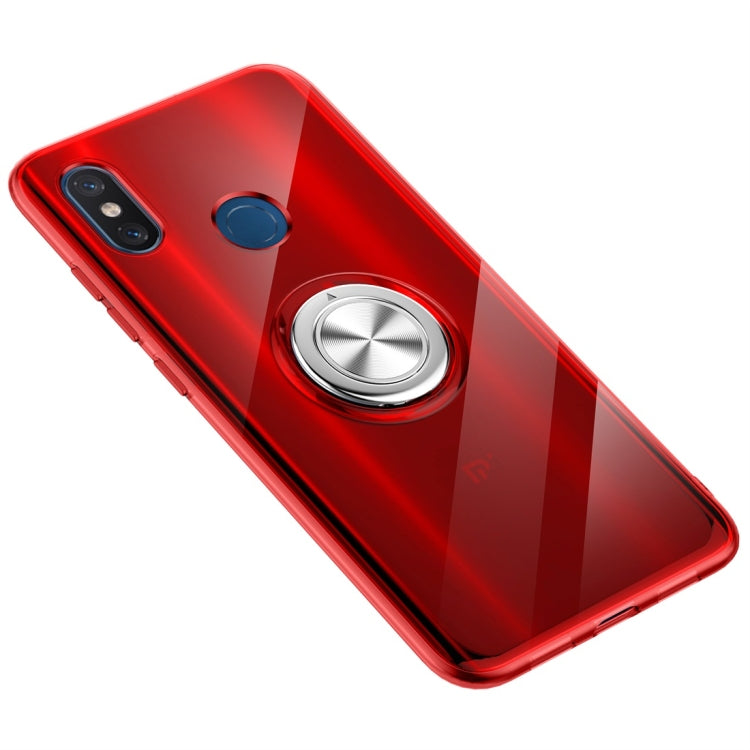 Ultra-thin TPU Protective Case for Xiaomi Mi 8, with 360 Degree Rotation Holder (Red)