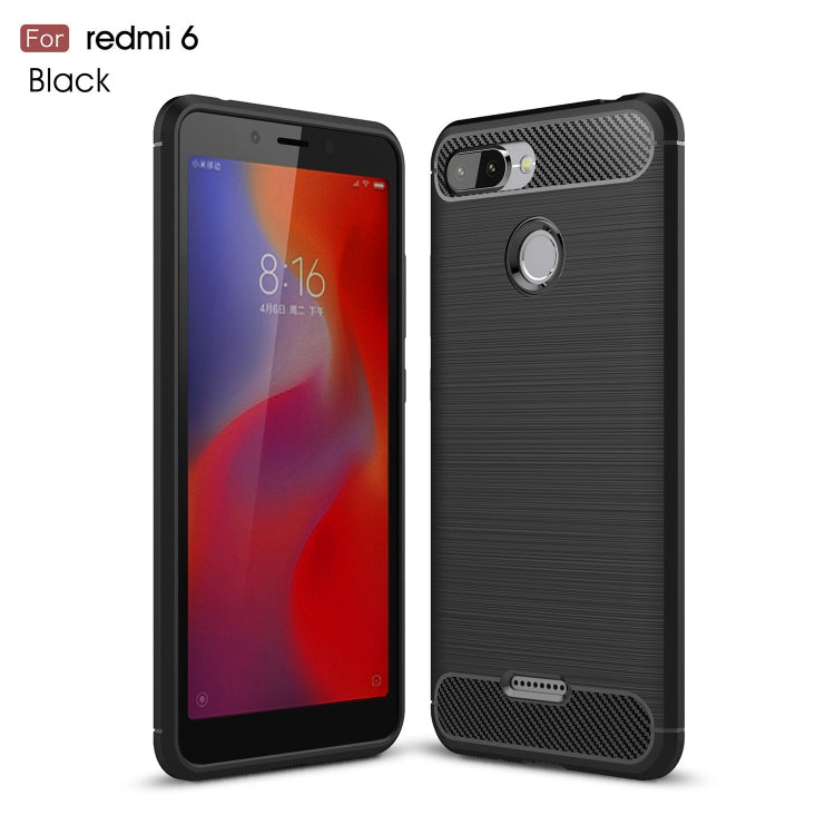 Brushed Texture Carbon Fiber Shockproof TPU Case for Xiaomi Redmi 6
