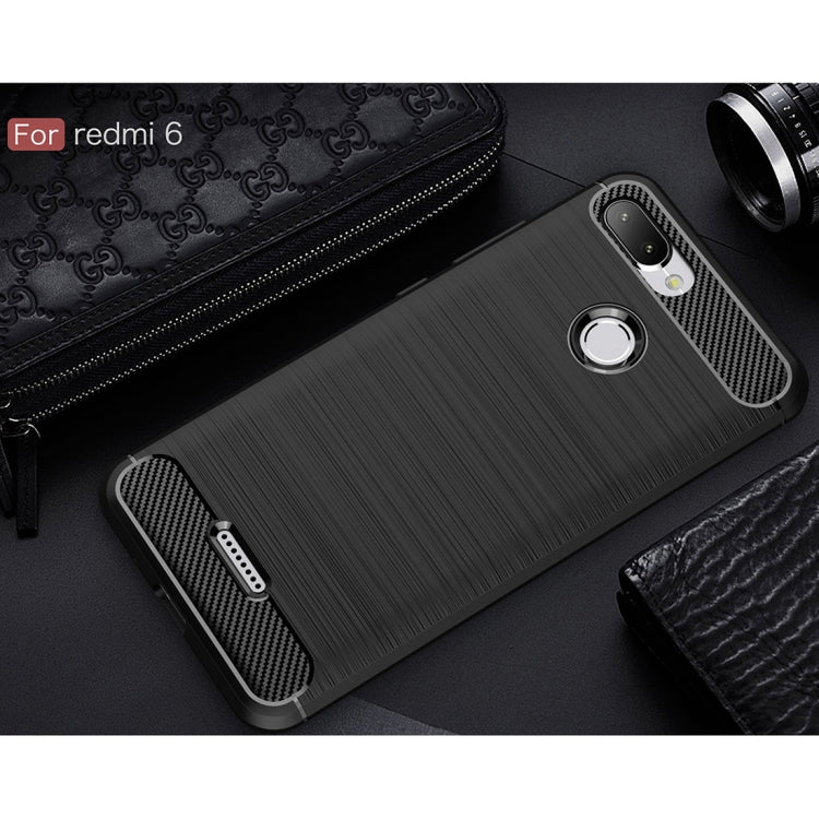 Brushed Texture Carbon Fiber Shockproof TPU Case for Xiaomi Redmi 6