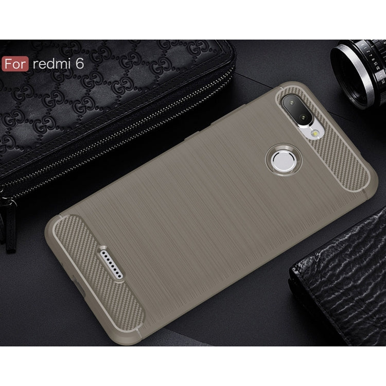 Brushed Texture Carbon Fiber Shockproof TPU Case for Xiaomi Redmi 6