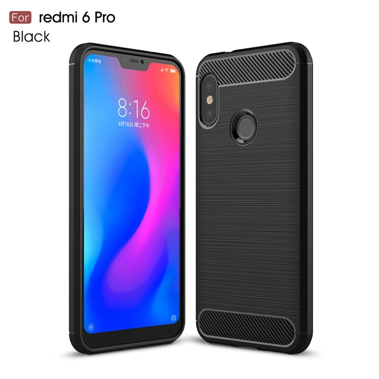 Brushed Texture Carbon Fiber Shockproof TPU Case for Xiaomi Redmi 6 Pro / Mi A2 Lite