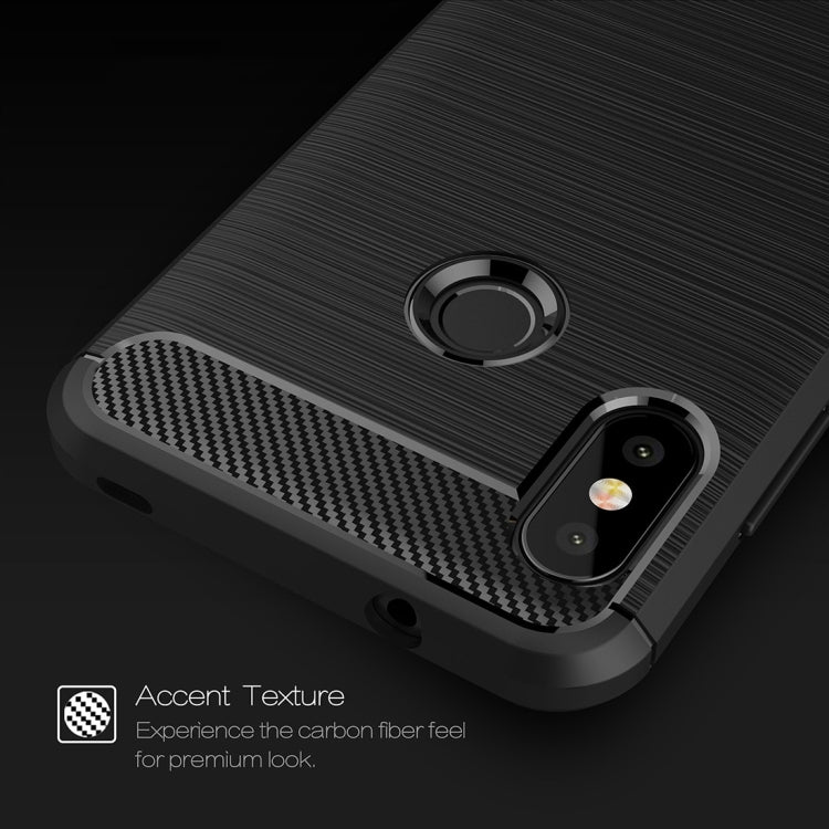 Brushed Texture Carbon Fiber Shockproof TPU Case for Xiaomi Redmi 6 Pro / Mi A2 Lite