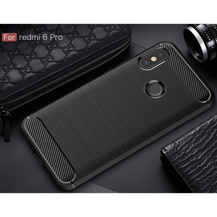 Brushed Texture Carbon Fiber Shockproof TPU Case for Xiaomi Redmi 6 Pro / Mi A2 Lite