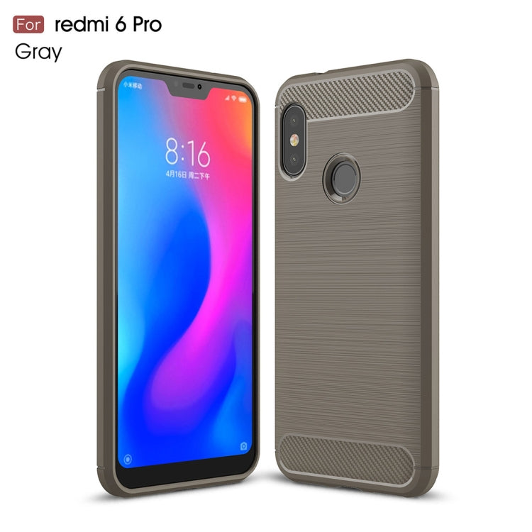Brushed Texture Carbon Fiber Shockproof TPU Case for Xiaomi Redmi 6 Pro / Mi A2 Lite