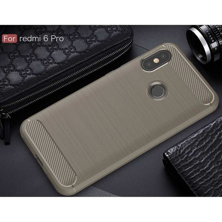 Brushed Texture Carbon Fiber Shockproof TPU Case for Xiaomi Redmi 6 Pro / Mi A2 Lite