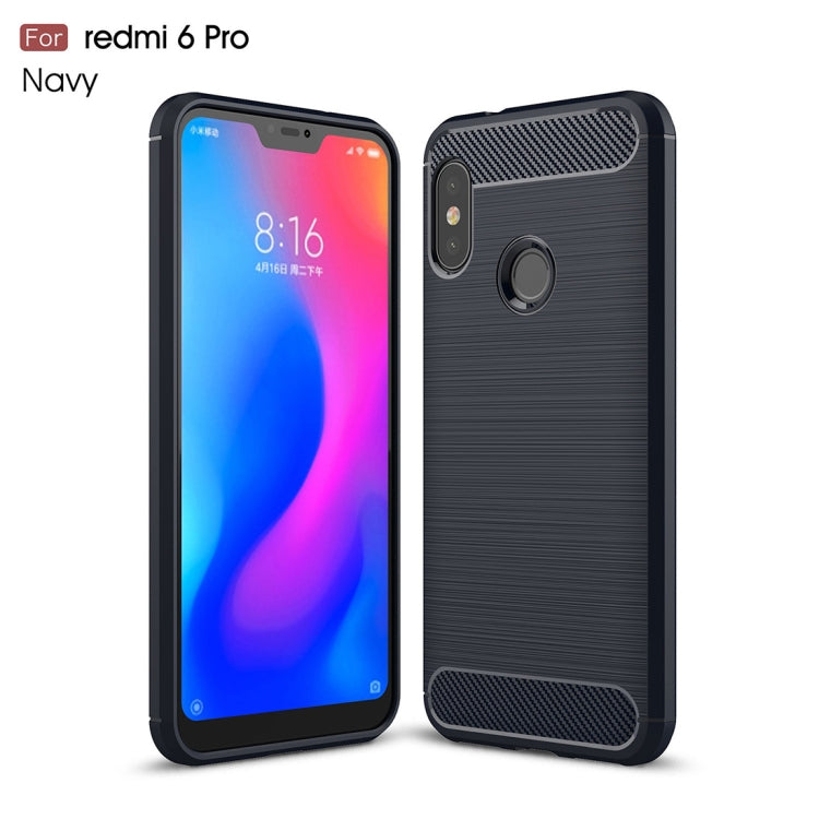 Brushed Texture Carbon Fiber Shockproof TPU Case for Xiaomi Redmi 6 Pro / Mi A2 Lite