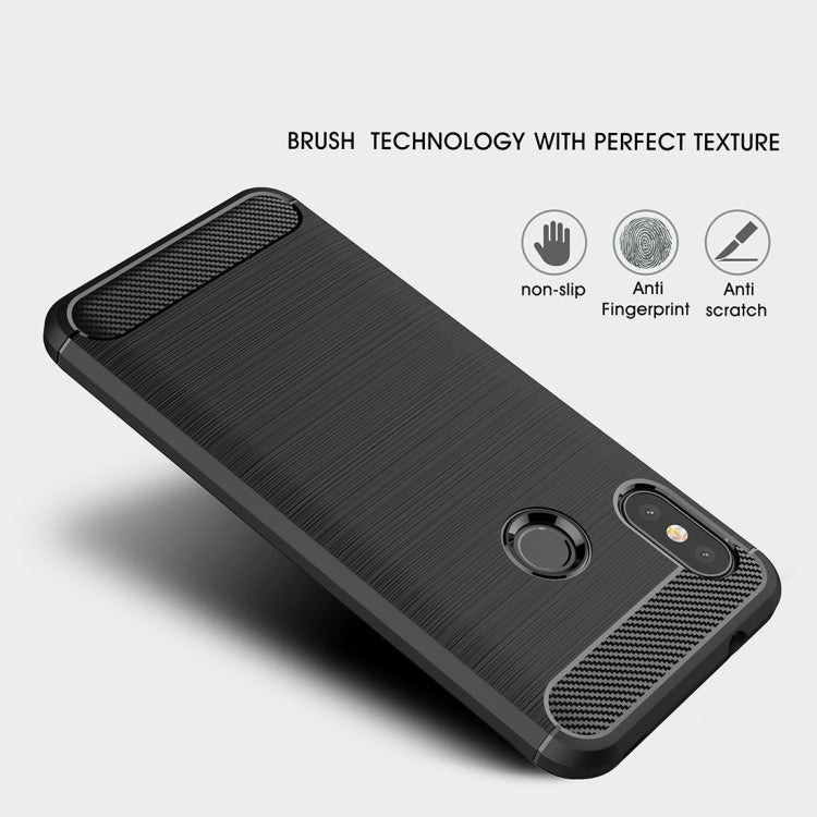 Brushed Texture Carbon Fiber Shockproof TPU Case for Xiaomi Redmi 6 Pro / Mi A2 Lite