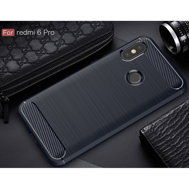 Brushed Texture Carbon Fiber Shockproof TPU Case for Xiaomi Redmi 6 Pro / Mi A2 Lite