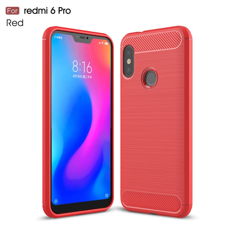 Brushed Texture Carbon Fiber Shockproof TPU Case for Xiaomi Redmi 6 Pro / Mi A2 Lite