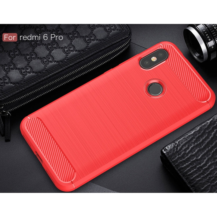 Brushed Texture Carbon Fiber Shockproof TPU Case for Xiaomi Redmi 6 Pro / Mi A2 Lite