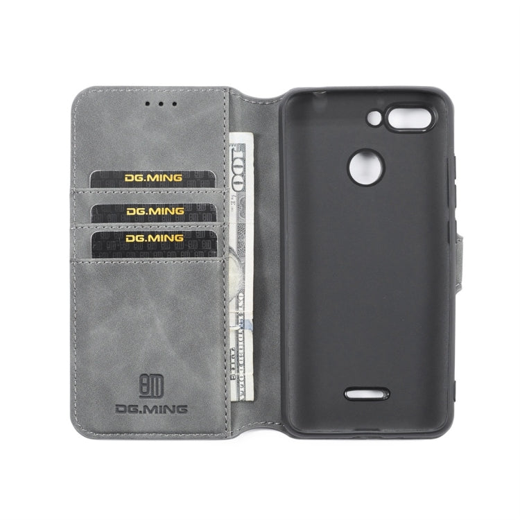 DG.MING Retro Oil Side Horizontal Flip Case for Xiaomi Redmi 6, with Holder & Card Slots & Wallet