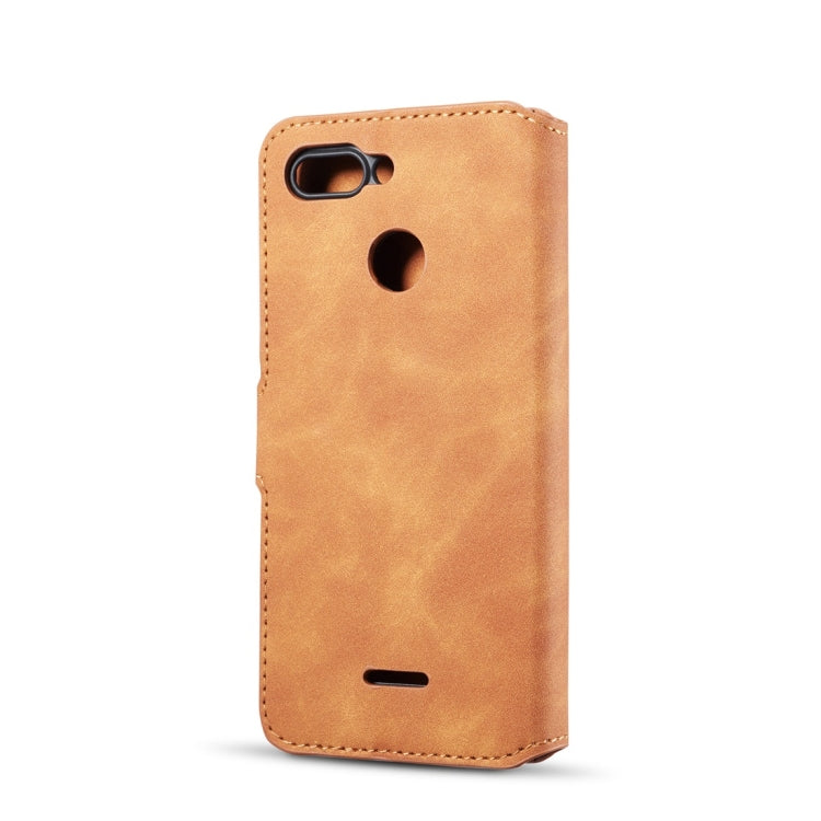 DG.MING Retro Oil Side Horizontal Flip Case for Xiaomi Redmi 6, with Holder & Card Slots & Wallet