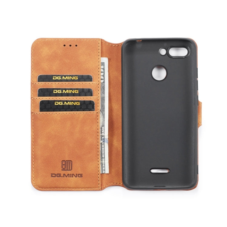 DG.MING Retro Oil Side Horizontal Flip Case for Xiaomi Redmi 6, with Holder & Card Slots & Wallet