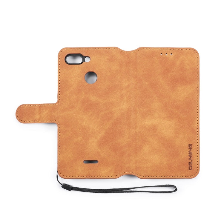 DG.MING Retro Oil Side Horizontal Flip Case for Xiaomi Redmi 6, with Holder & Card Slots & Wallet