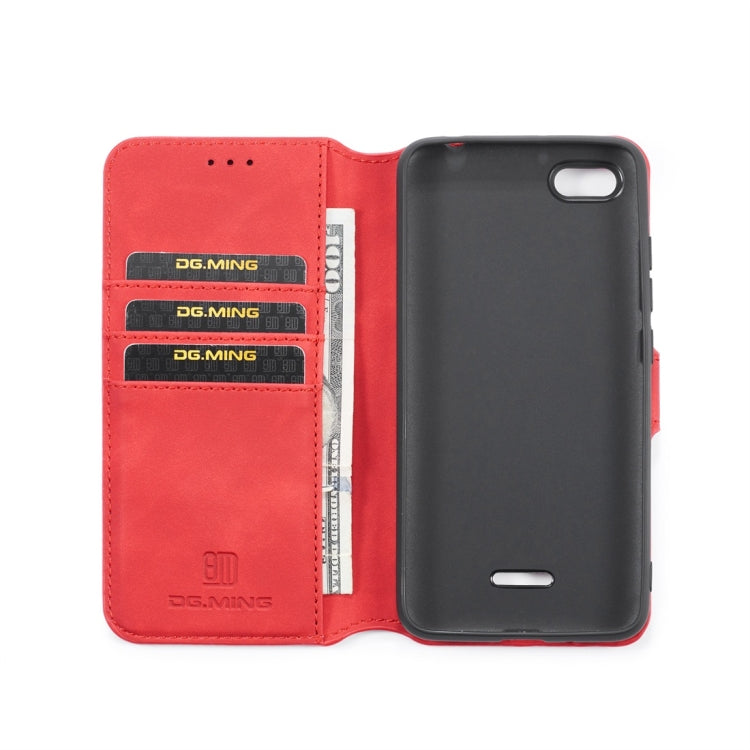 DG.MING Retro Oil Side Horizontal Flip Case for Xiaomi Redmi 6A, with Holder & Card Slots & Wallet