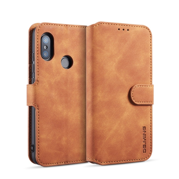 DG.MING Retro Oil Side Horizontal Flip Case for Xiaomi Redmi 6 Pro / MI A2 lite, with Holder & Card Slots & Wallet