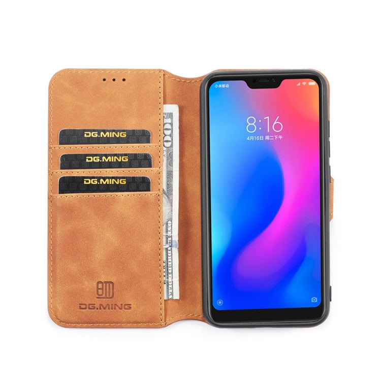 DG.MING Retro Oil Side Horizontal Flip Case for Xiaomi Redmi 6 Pro / MI A2 lite, with Holder & Card Slots & Wallet