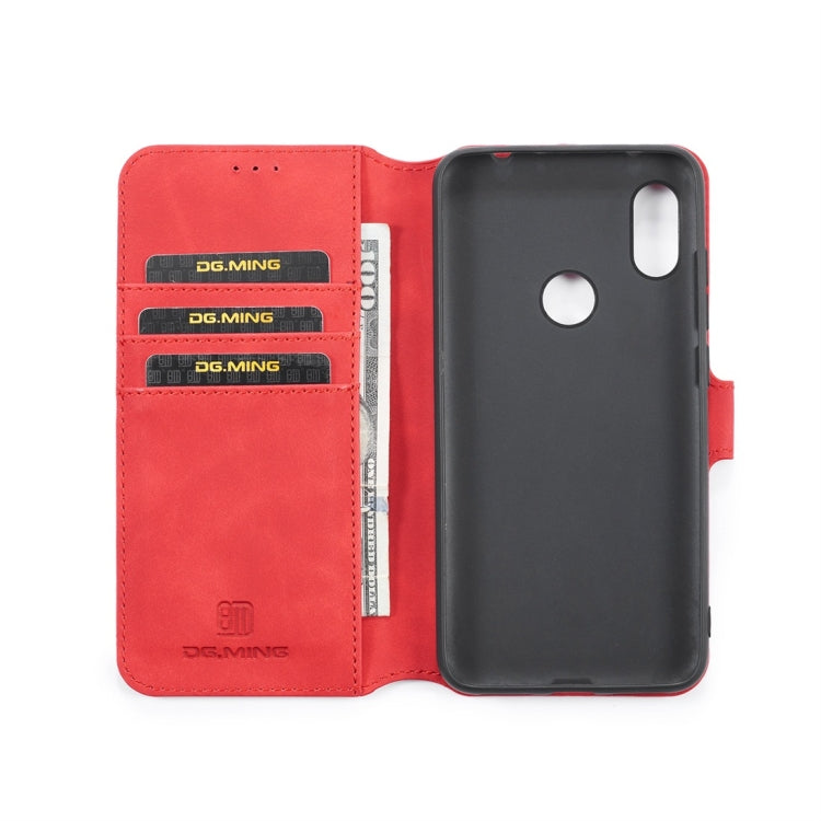 DG.MING Retro Oil Side Horizontal Flip Case for Xiaomi Redmi Note 6 Pro, with Holder & Card Slots & Wallet